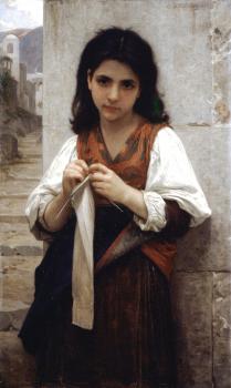 William-Adolphe Bouguereau : The Little Knitter III
